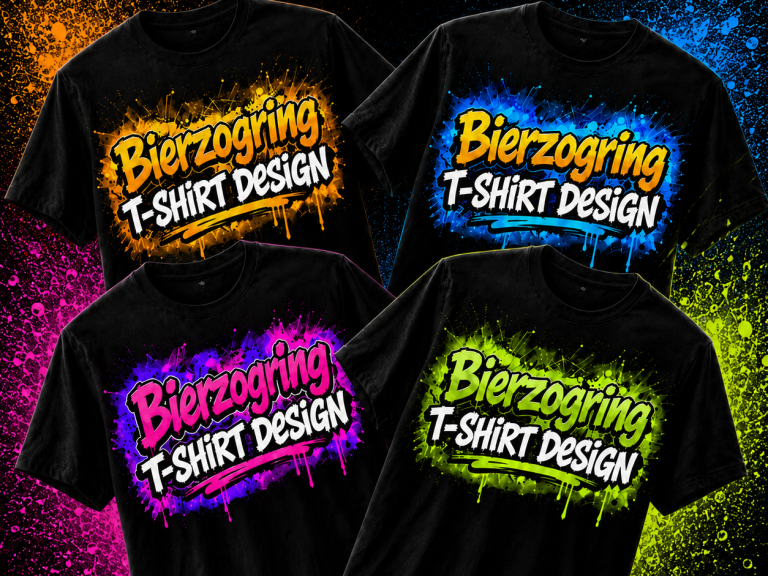 Colección Bierzogring Urban Colors de camisetas negras con estampados graffiti en naranja, rosa, azul y verde. Colección Bierzogring Urban Colors de camisetas negras con estampados graffiti en naranja, rosa, azul y verde.